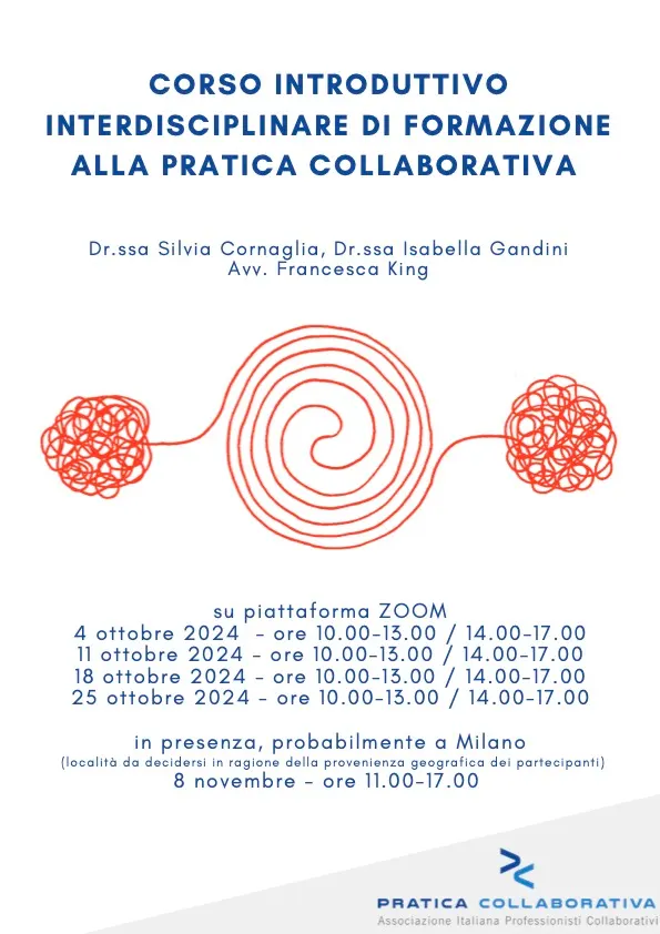 Locandina: Corso introduttivo interdisciplinare di formazione alla Pratica Collaborativa