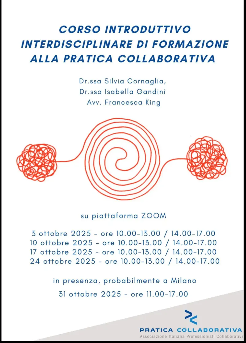 Locandina: Corso introduttivo interdisciplinare di formazione alla Pratica Collaborativa - ottobre 2025